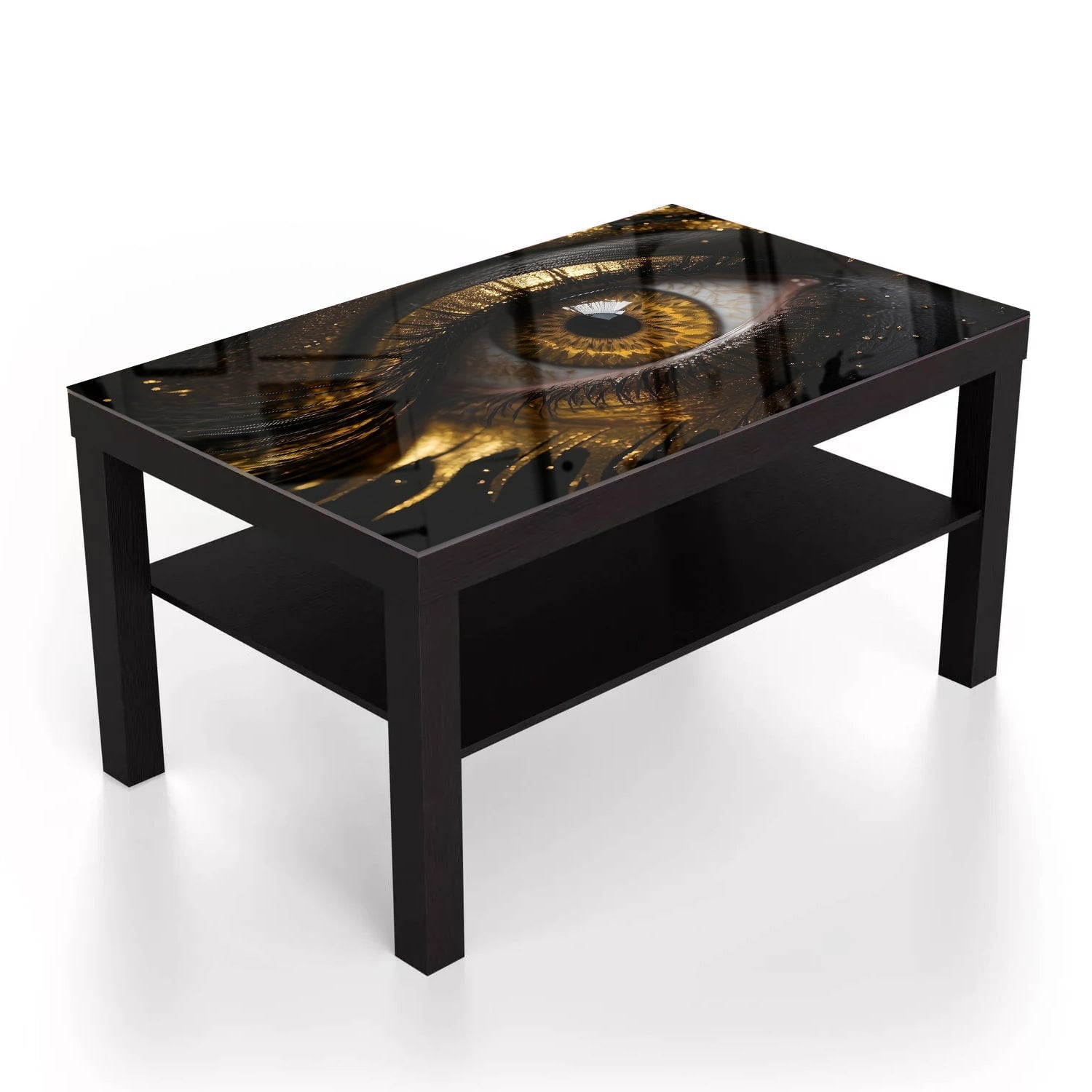 Salontafel 90x55 - Gehard Glas - Zwart en goud oog