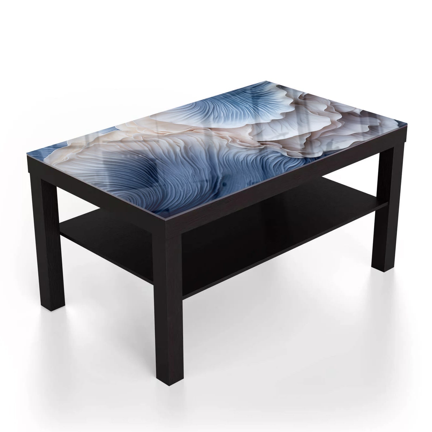 Salontafel 90x55 - Gehard Glas - Blauwe Paddenstoelen Textuur