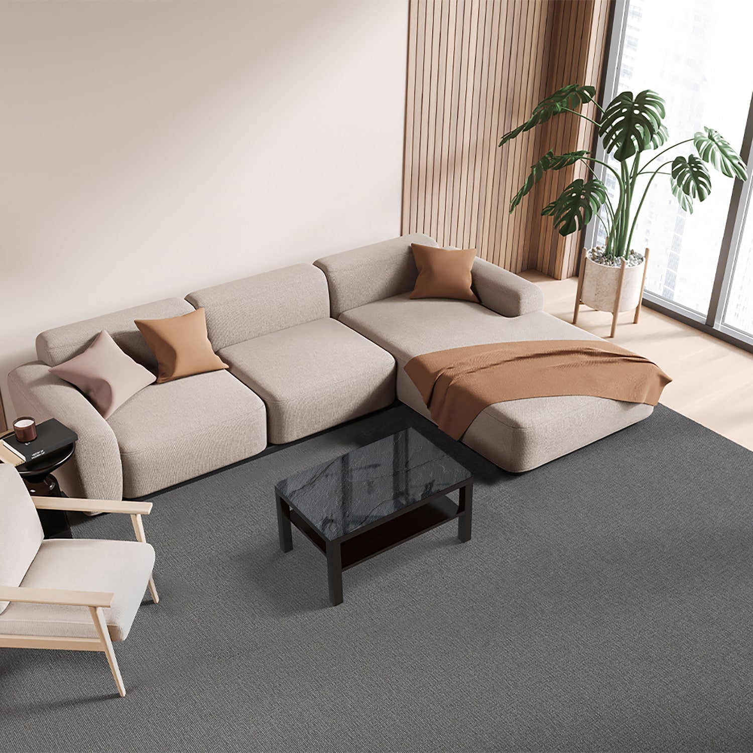 Salontafel 90x55 - Gehard Glas - Leisteen Textuur