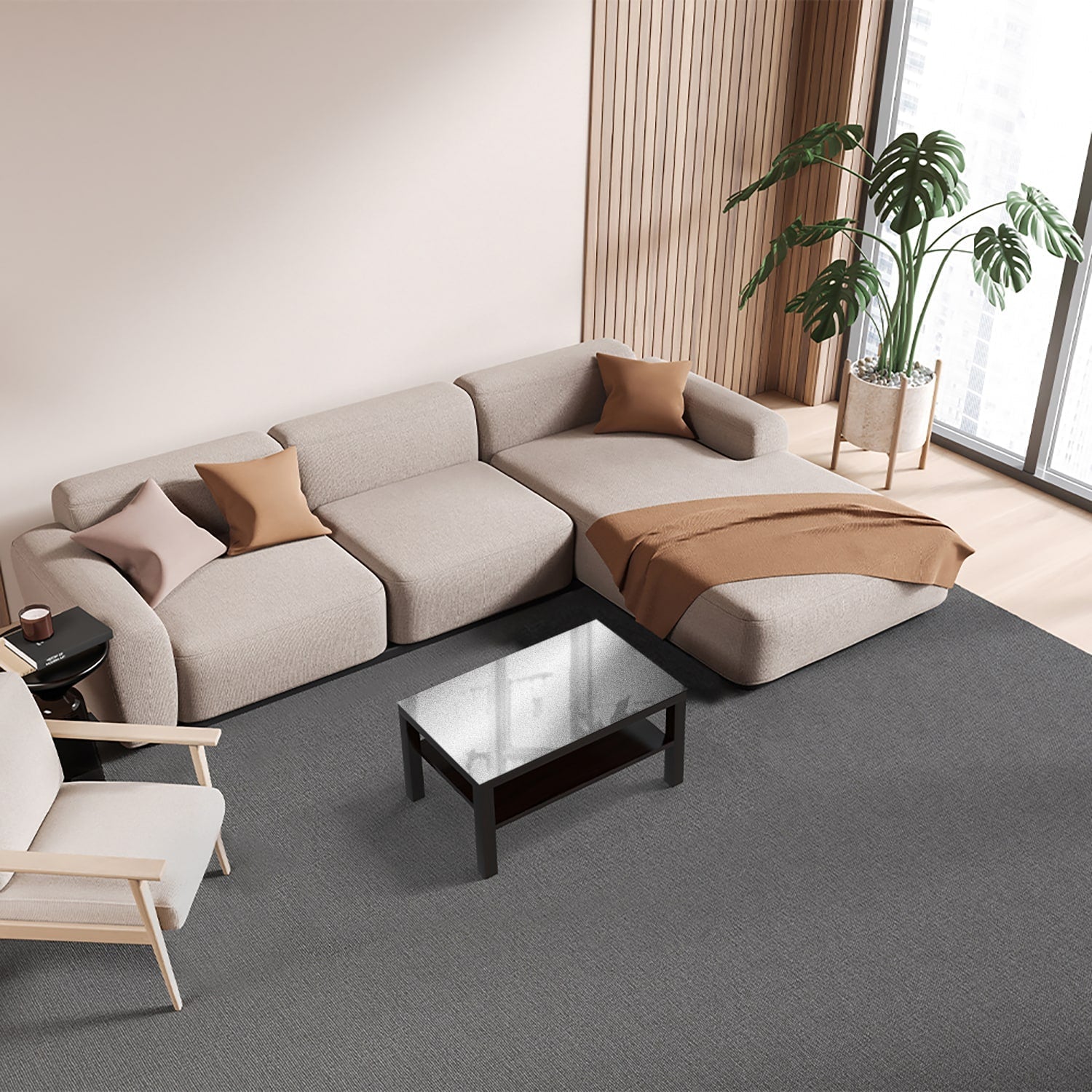 Salontafel 90x55 - Gehard Glas - Zilveren Matte Textuur