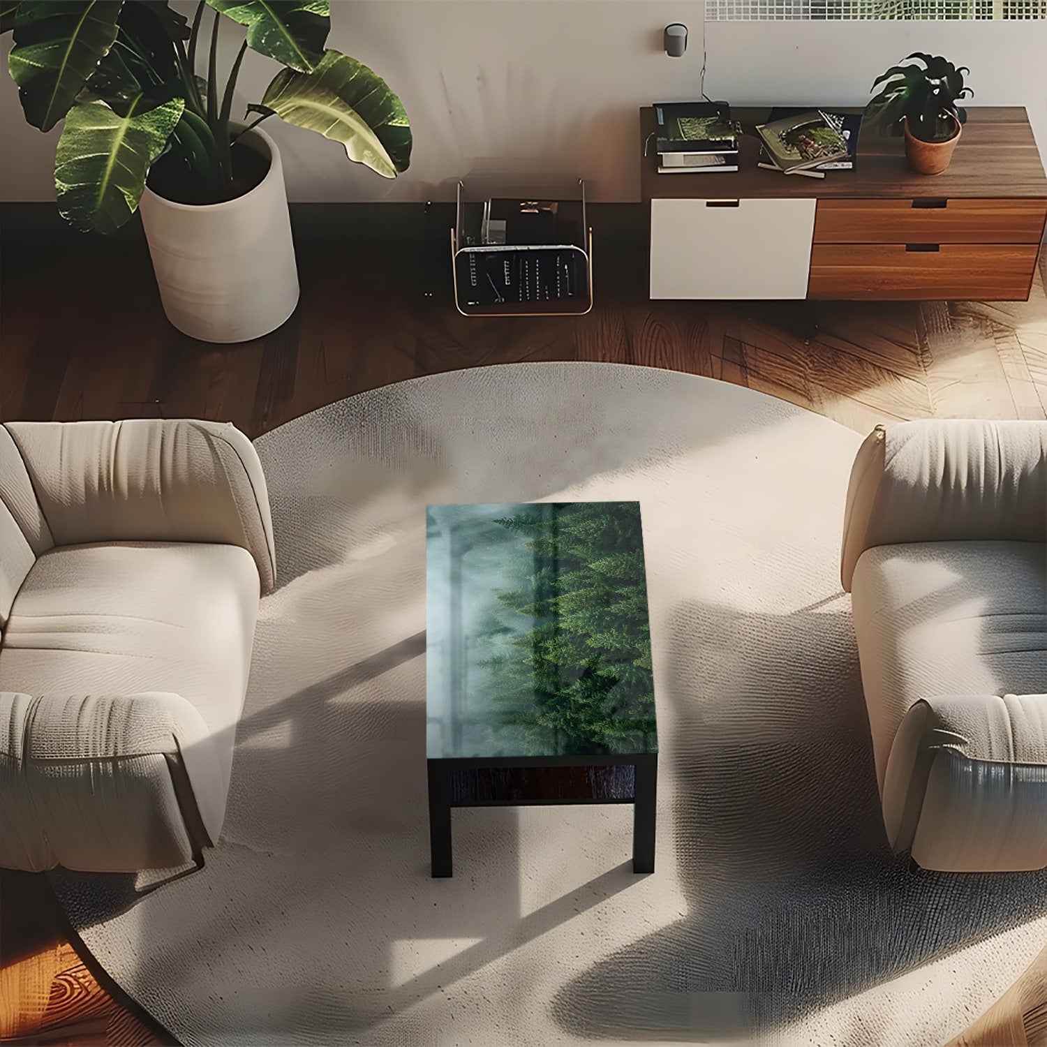 Salontafel 90x55 - Gehard Glas - Dicht Groen Bos