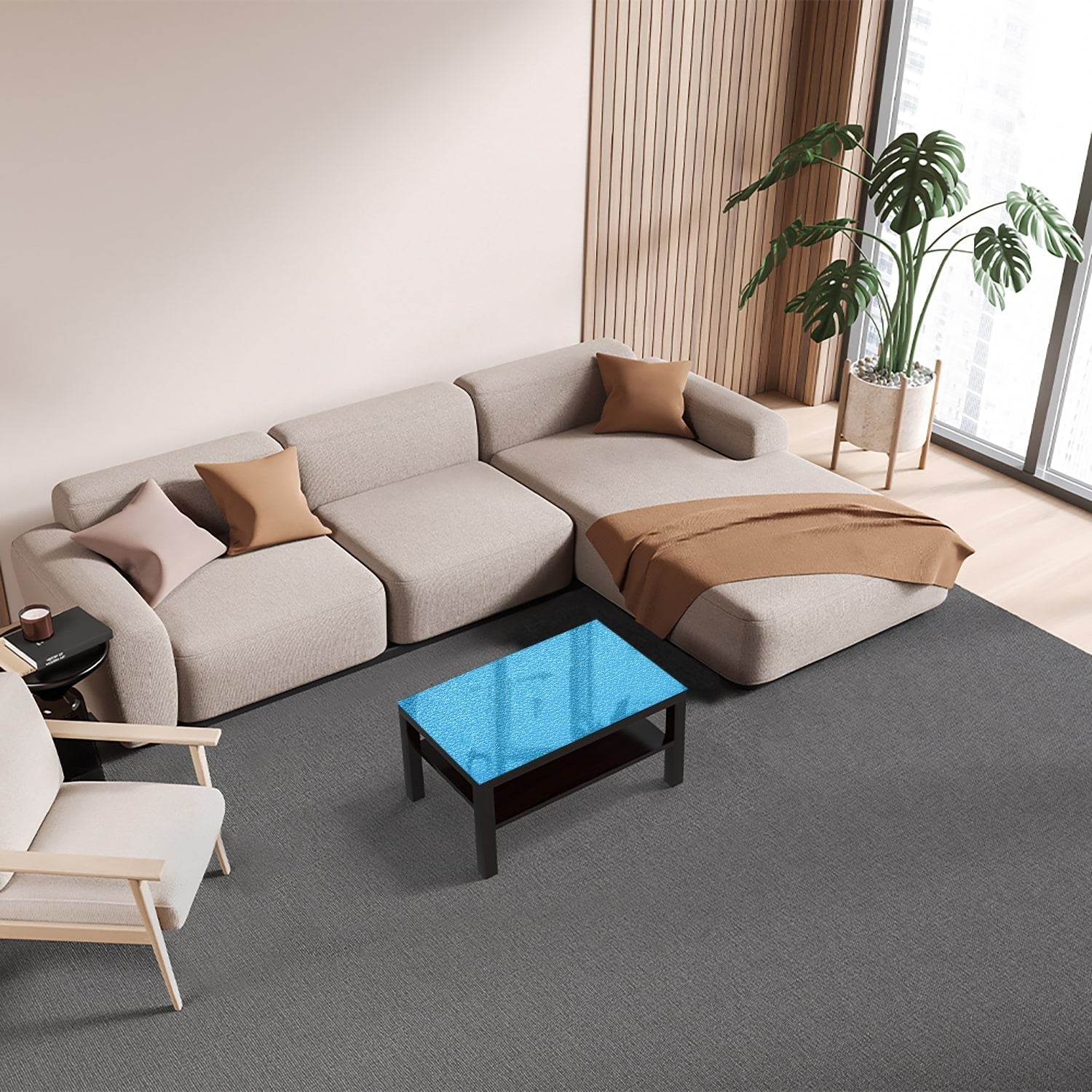 Salontafel 90x55 - Gehard Glas - Lichtblauw Meer