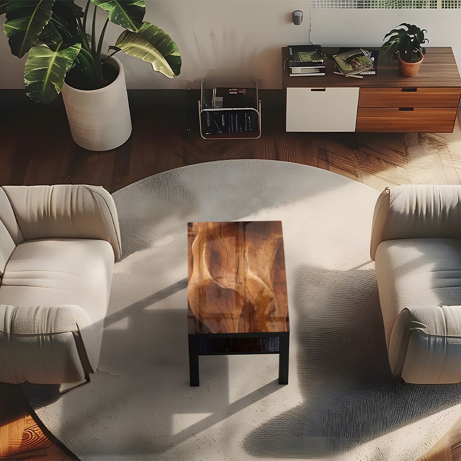 Salontafel 90x55 - Gehard Glas - Golvend Hout