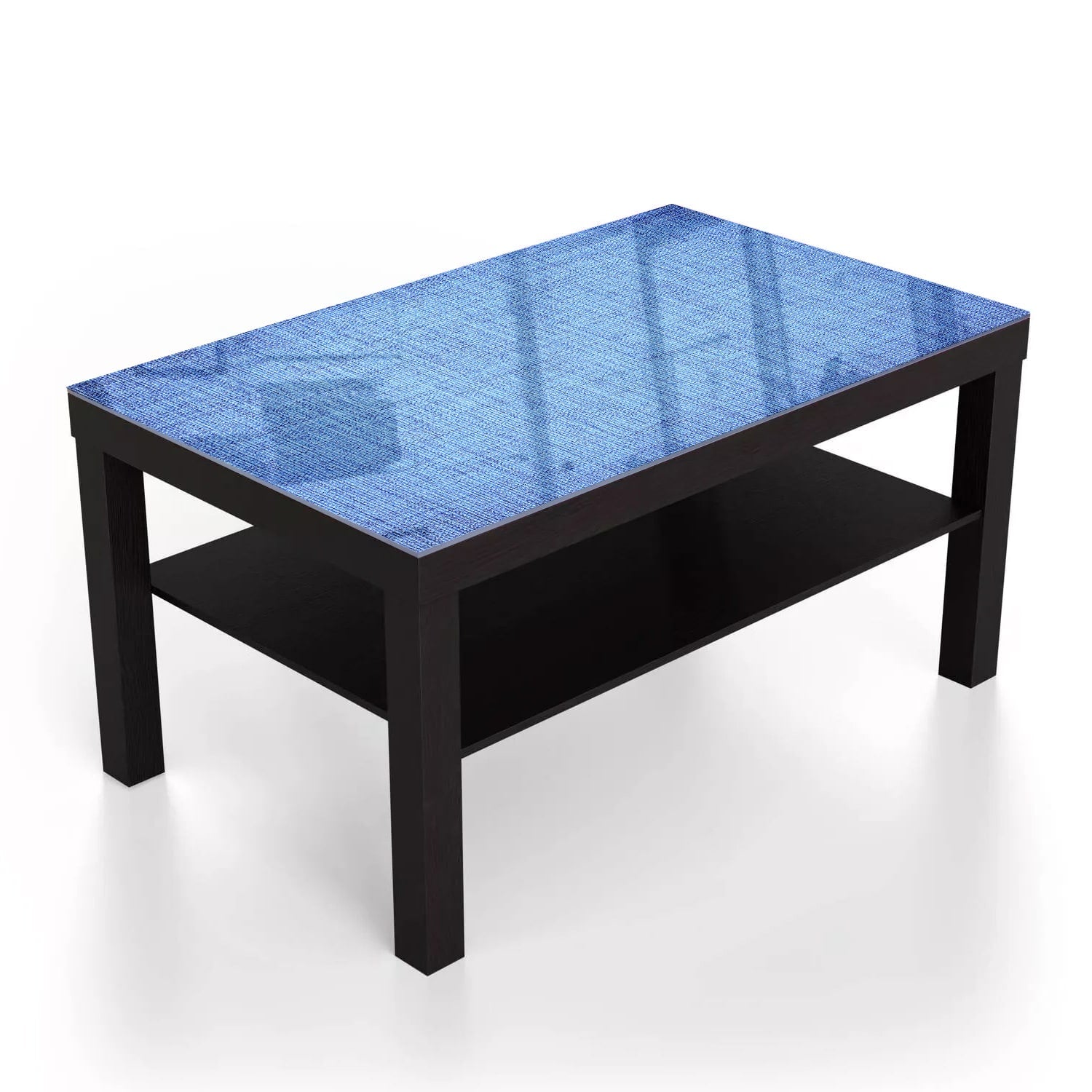 Salontafel 90x55 - Gehard Glas - Blauwe Stof