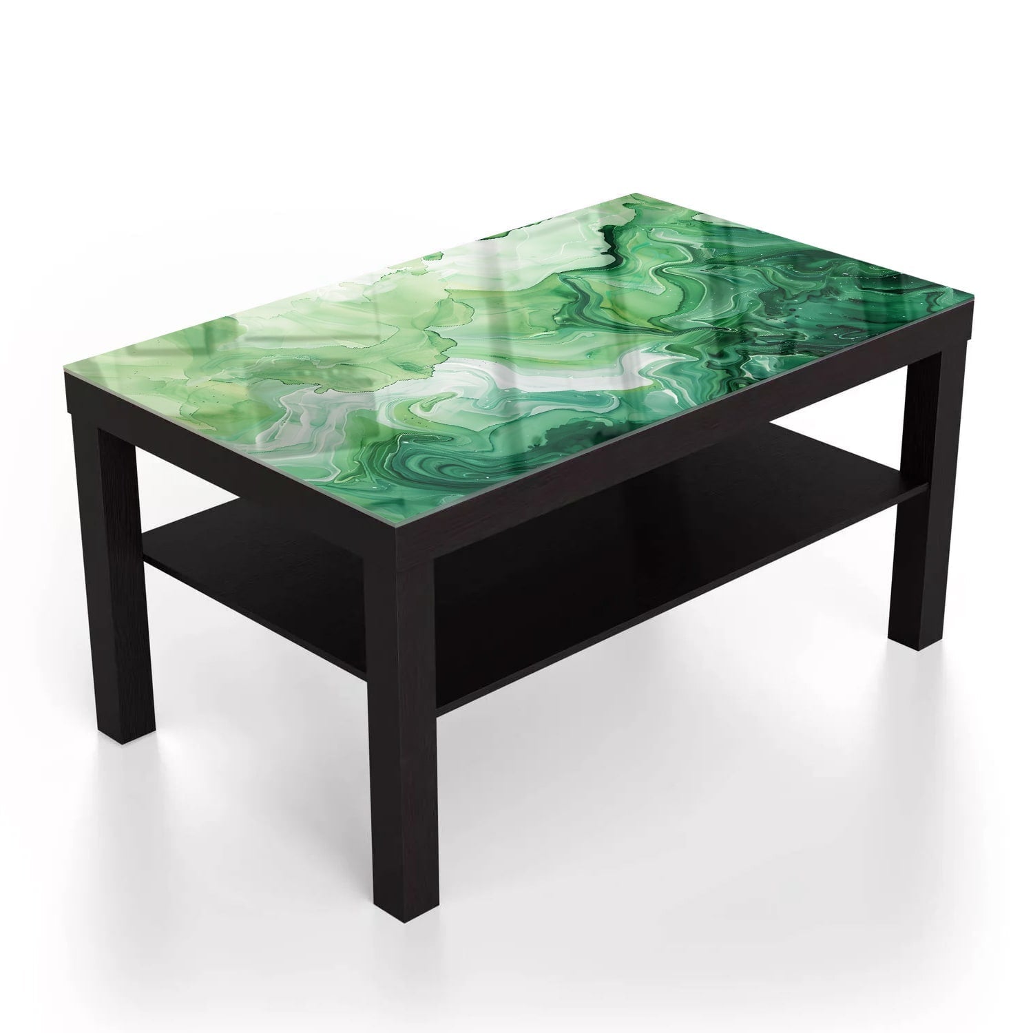 Salontafel 90x55 - Gehard Glas - Groene Waterverf Textuur