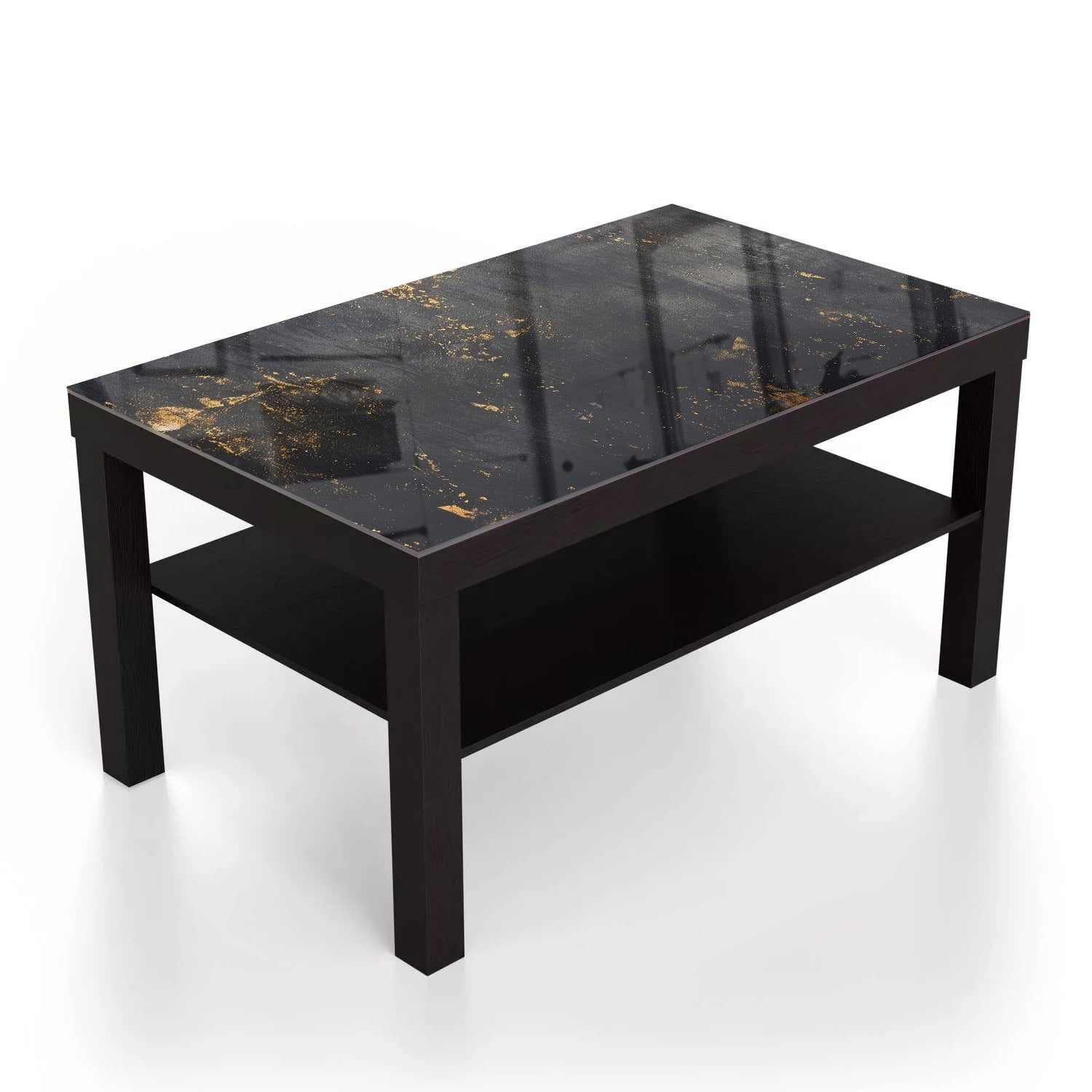 Salontafel 90x55 - Gehard Glas - Gouden Stof op Ruwe Textuur