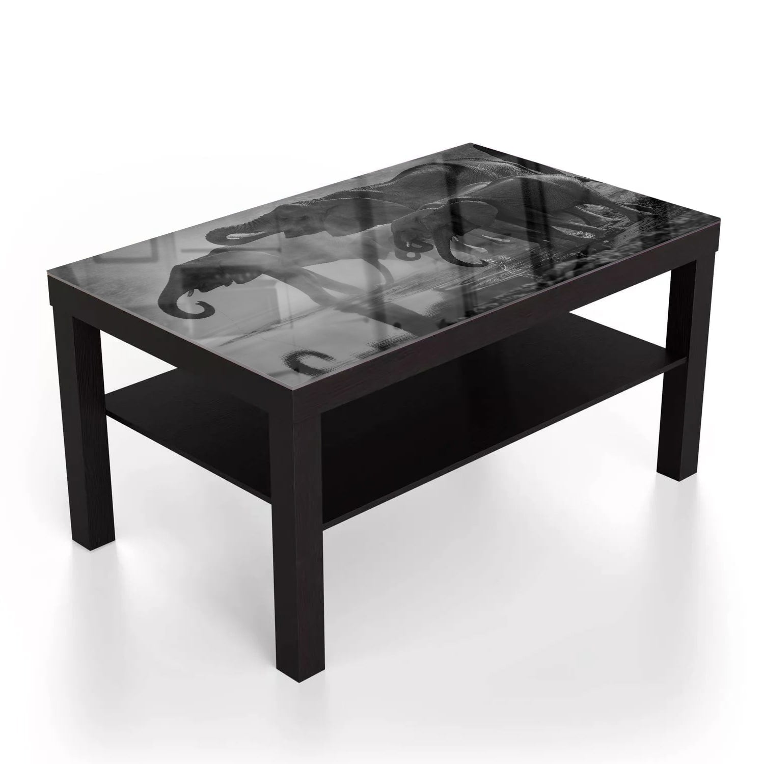 Salontafel 90x55 - Gehard Glas - Zwart-Wit Olifanten