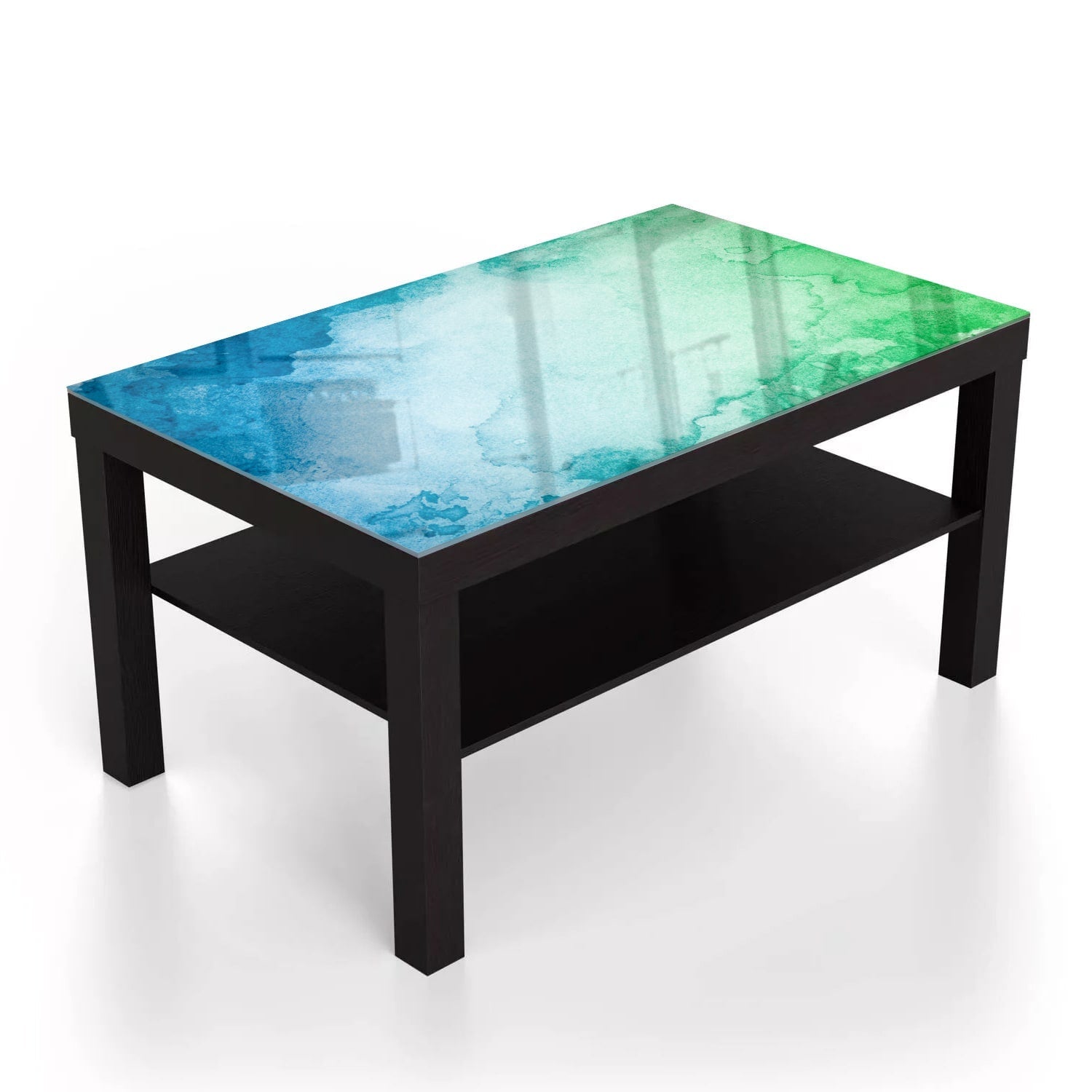 Salontafel 90x55 - Gehard Glas - Groen-Blauwe Waterverf