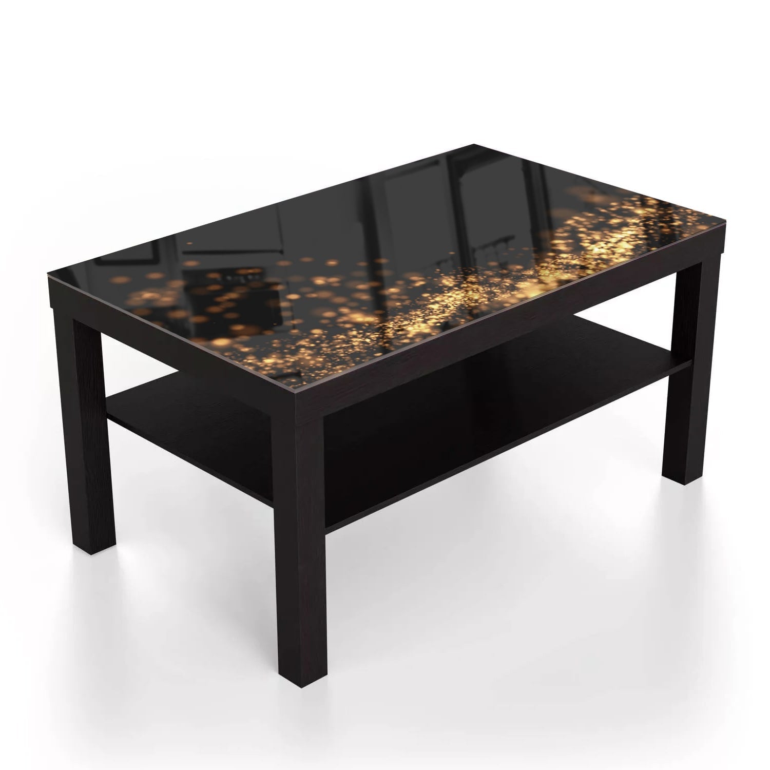 Salontafel 90x55 - Gehard Glas - Gouden Golvende Glitter Achtergrond