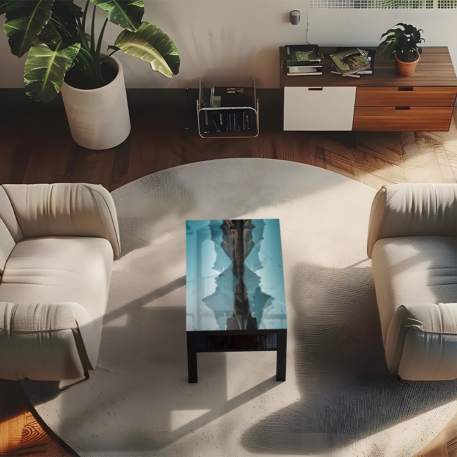Salontafel 90x55 - Gehard Glas - Rustig Bergmeer