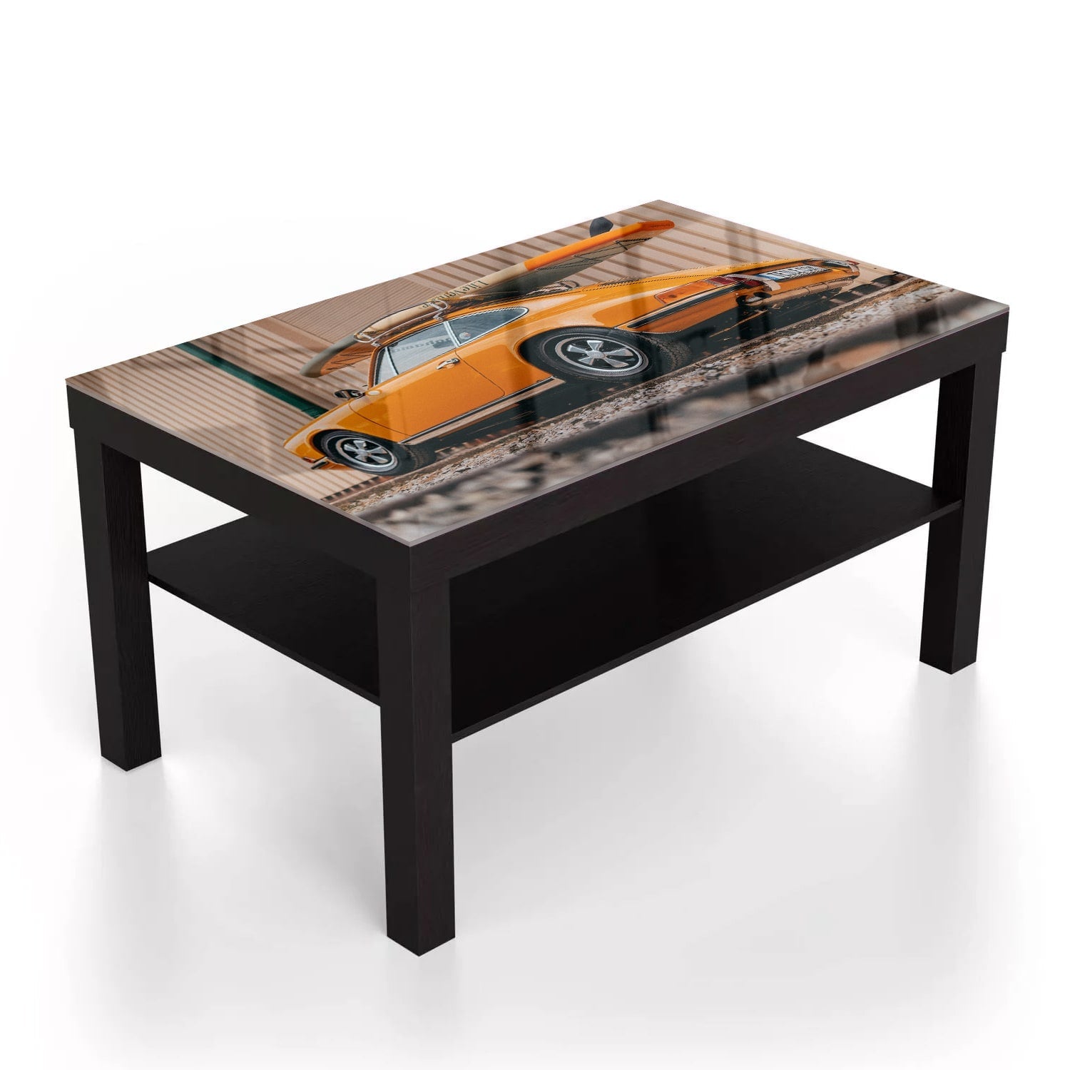 Salontafel 90x55 - Gehard Glas - Porsche met Surfboard