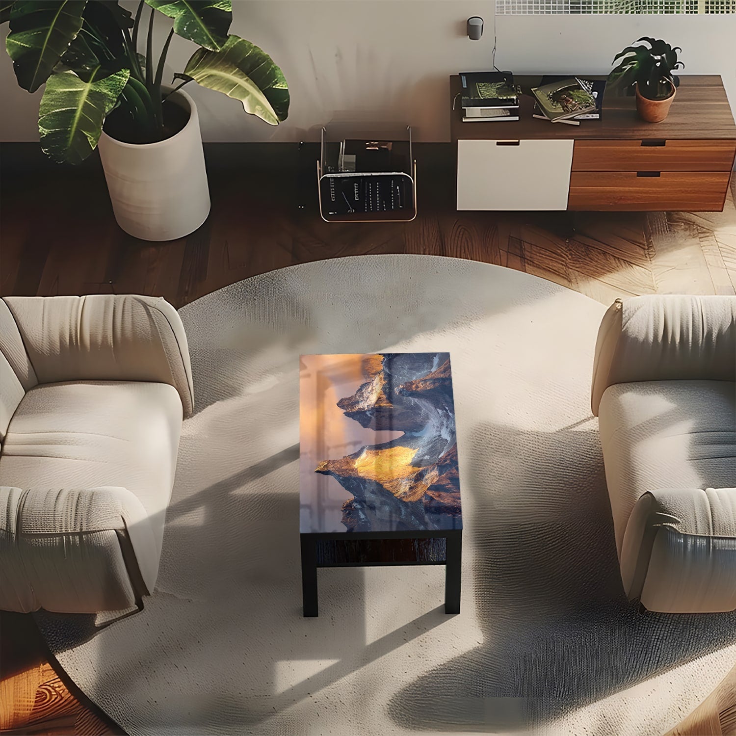 Salontafel 90x55 - Gehard Glas - Hoge Ruwe Bergen