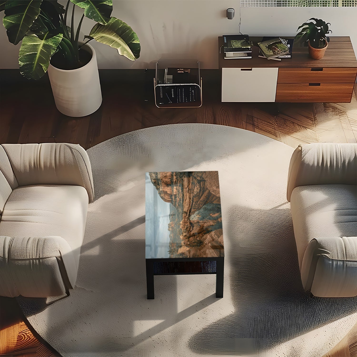 Salontafel 90x55 - Gehard Glas - Rotsen in de Canyons