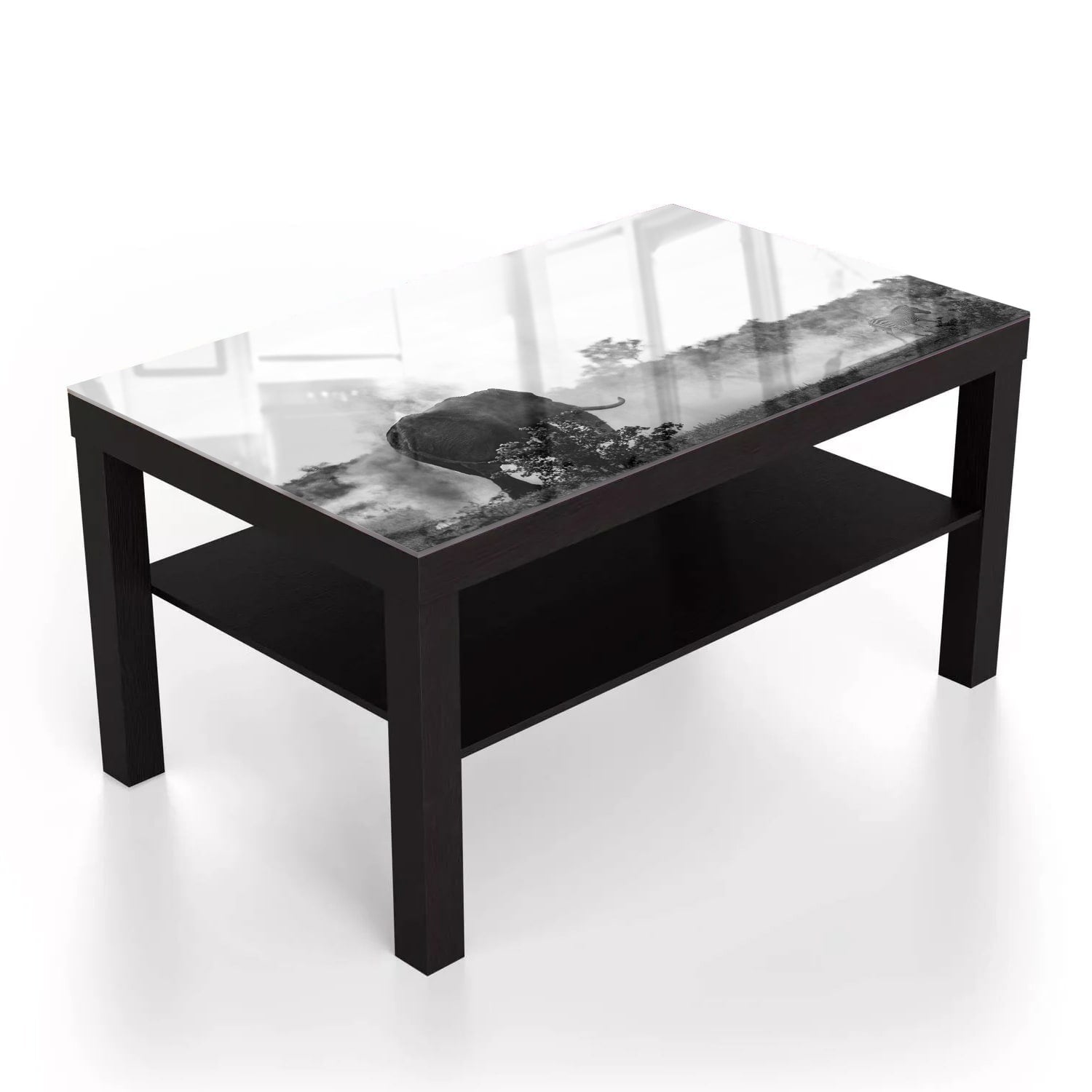 Salontafel 90x55 - Gehard Glas - Olifant in Zwart-Wit