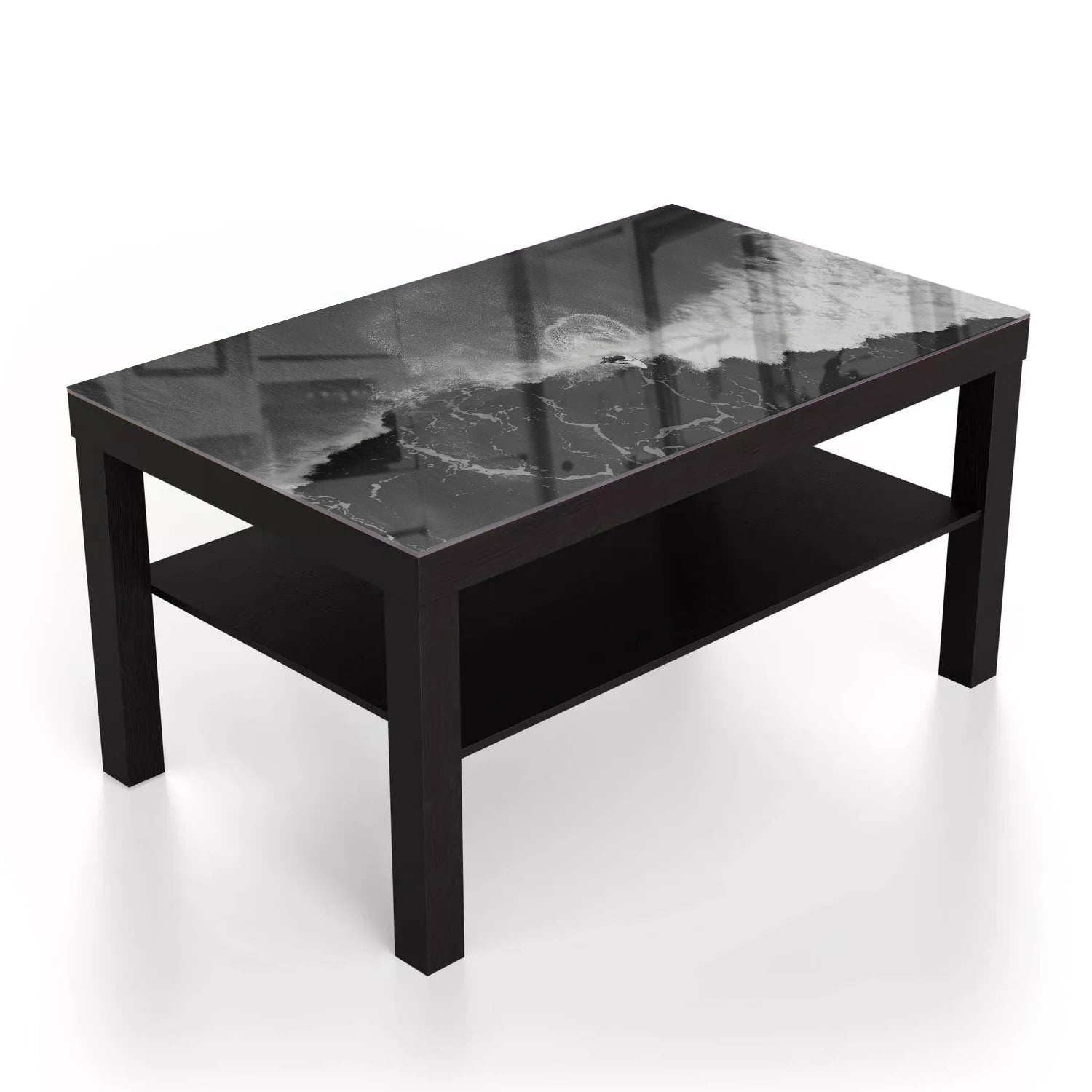 Salontafel 90x55 - Gehard Glas - Zwart-Wit Surfer