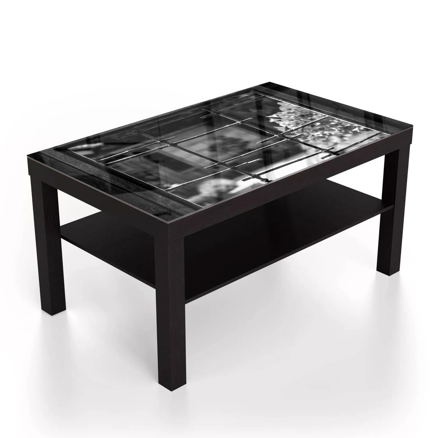 Salontafel 90x55 - Gehard Glas - Zwart-Wit Raam