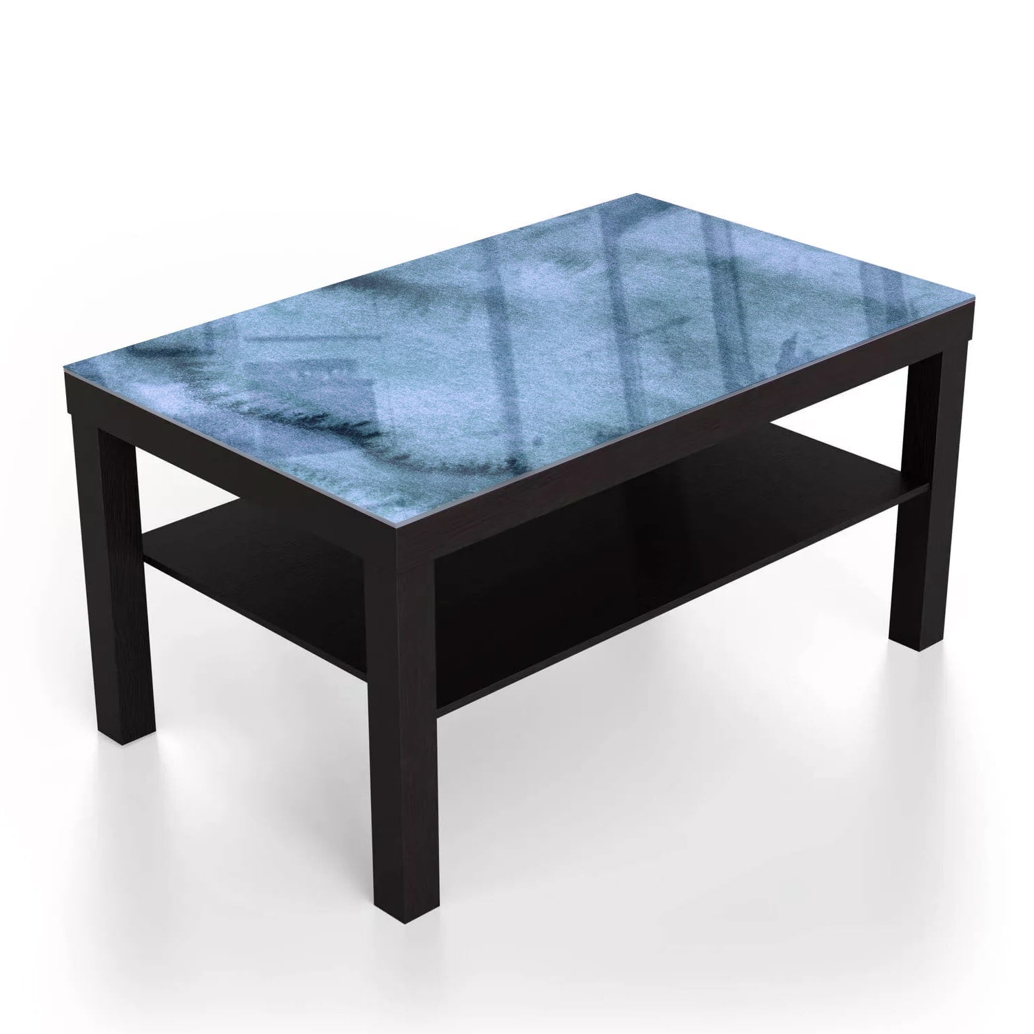 Salontafel 90x55 - Gehard Glas - Waterverf Schilderij Blauw