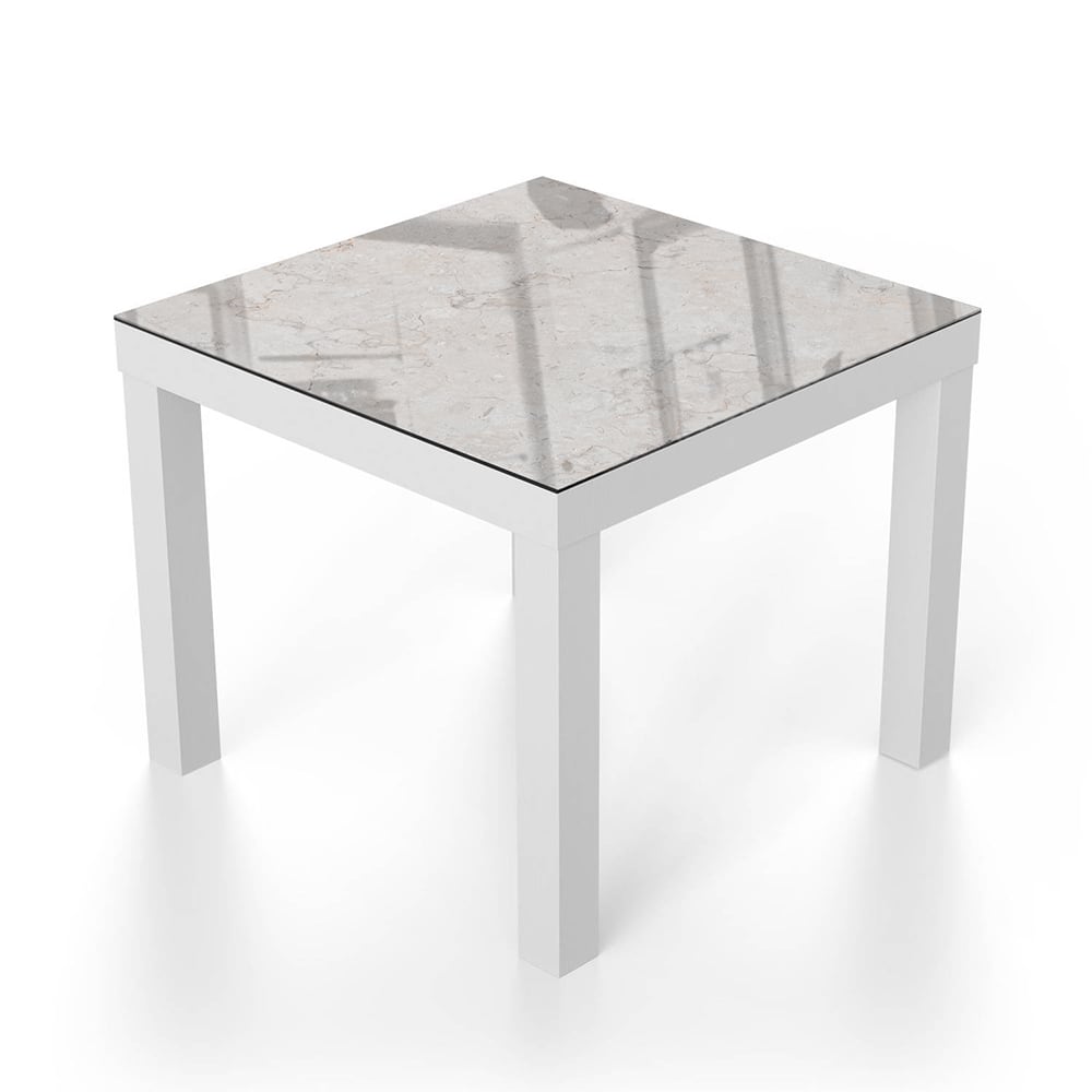 Salontafel 55x55 - Gehard Glas - Klassieke Beige Marmer