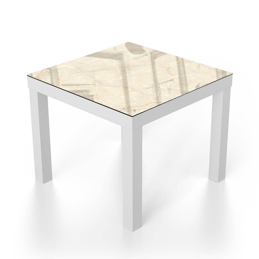 Salontafel 55x55 - Gehard Glas - Zacht Beige Marmer