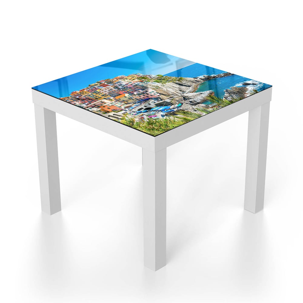 Salontafel 55x55 - Gehard Glas - Kleurrijk Cinque Terre aan de Kust