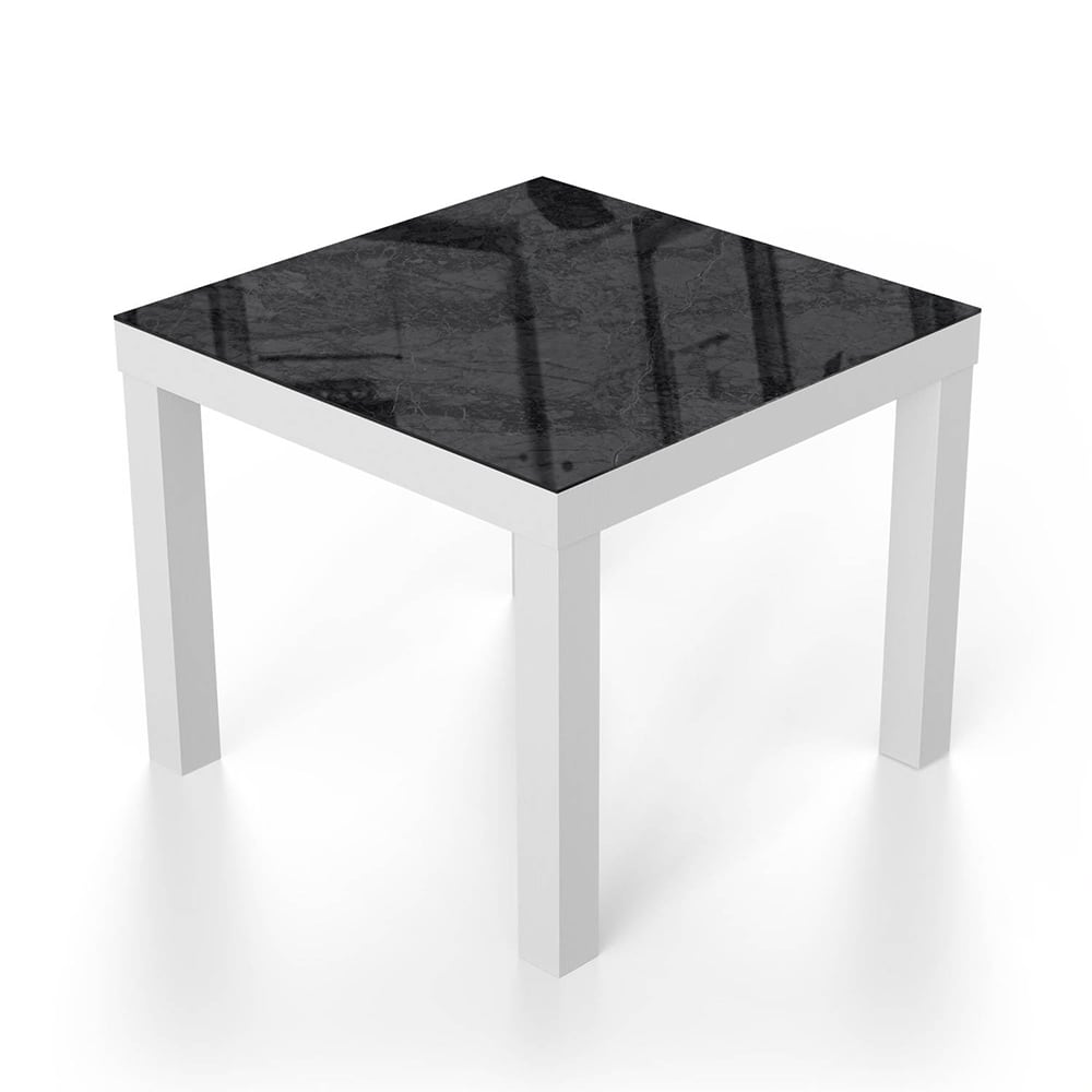 Salontafel 55x55 - Gehard Glas - Zwart/Grijs Marmer