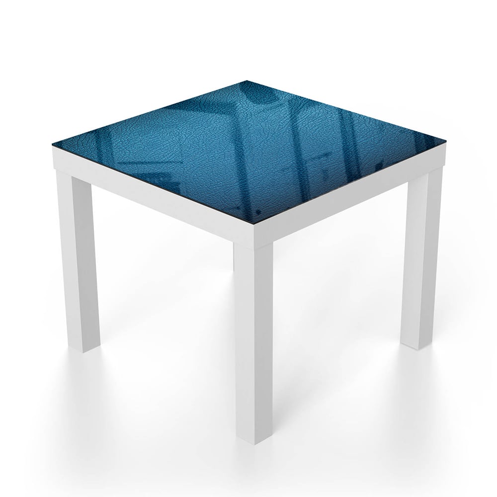 Salontafel 55x55 - Gehard Glas - Blauw Leer