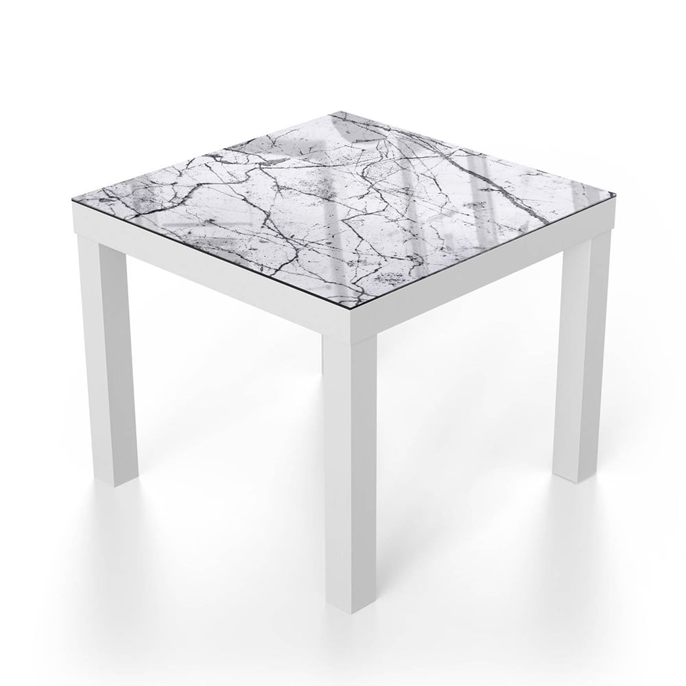 Salontafel 55x55 - Gehard Glas - Wit en Zwart Marmer