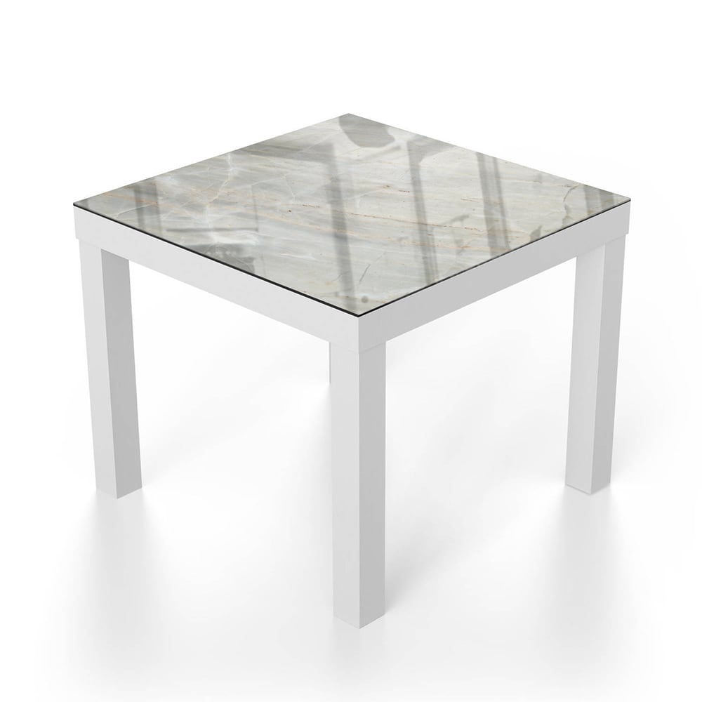 Salontafel 55x55 - Gehard Glas - Lichtgrijs Marmer