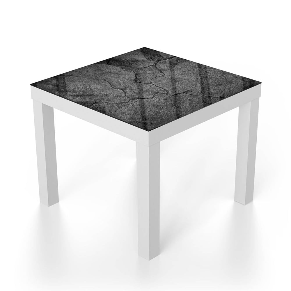 Salontafel 55x55 - Gehard Glas - Zwart Gescheurd Beton