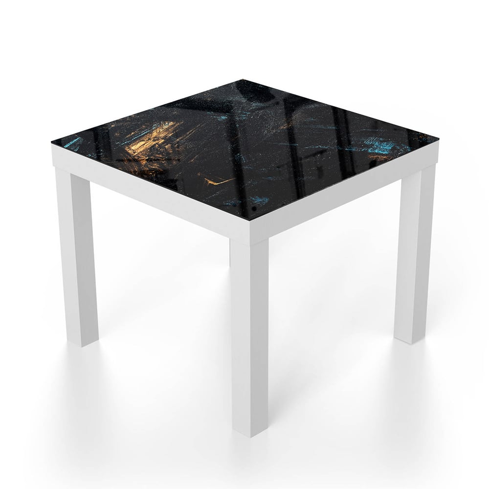 Salontafel 55x55 - Gehard Glas - Abstracte Zwart-Gouden Achtergrond