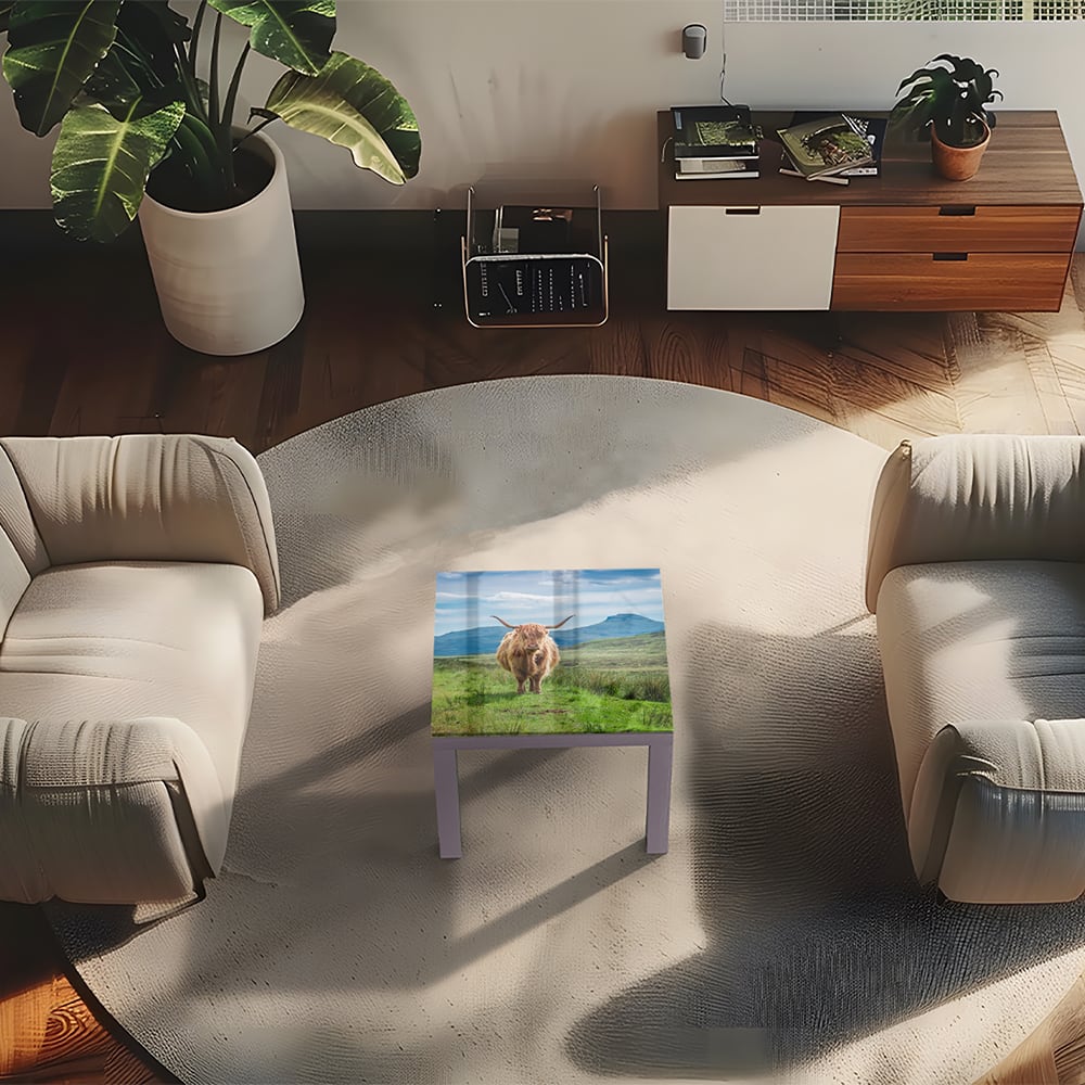 Salontafel 55x55 - Gehard Glas - Wollige Schotse Hooglander