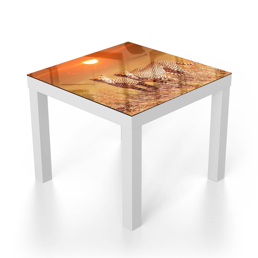 Salontafel 55x55 - Gehard Glas - Twee Cheetahs