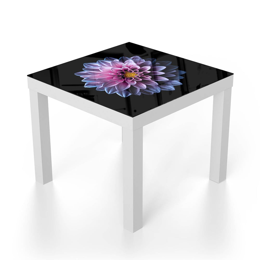 Salontafel 55x55 - Gehard Glas - Blauw/Roze Dahlia