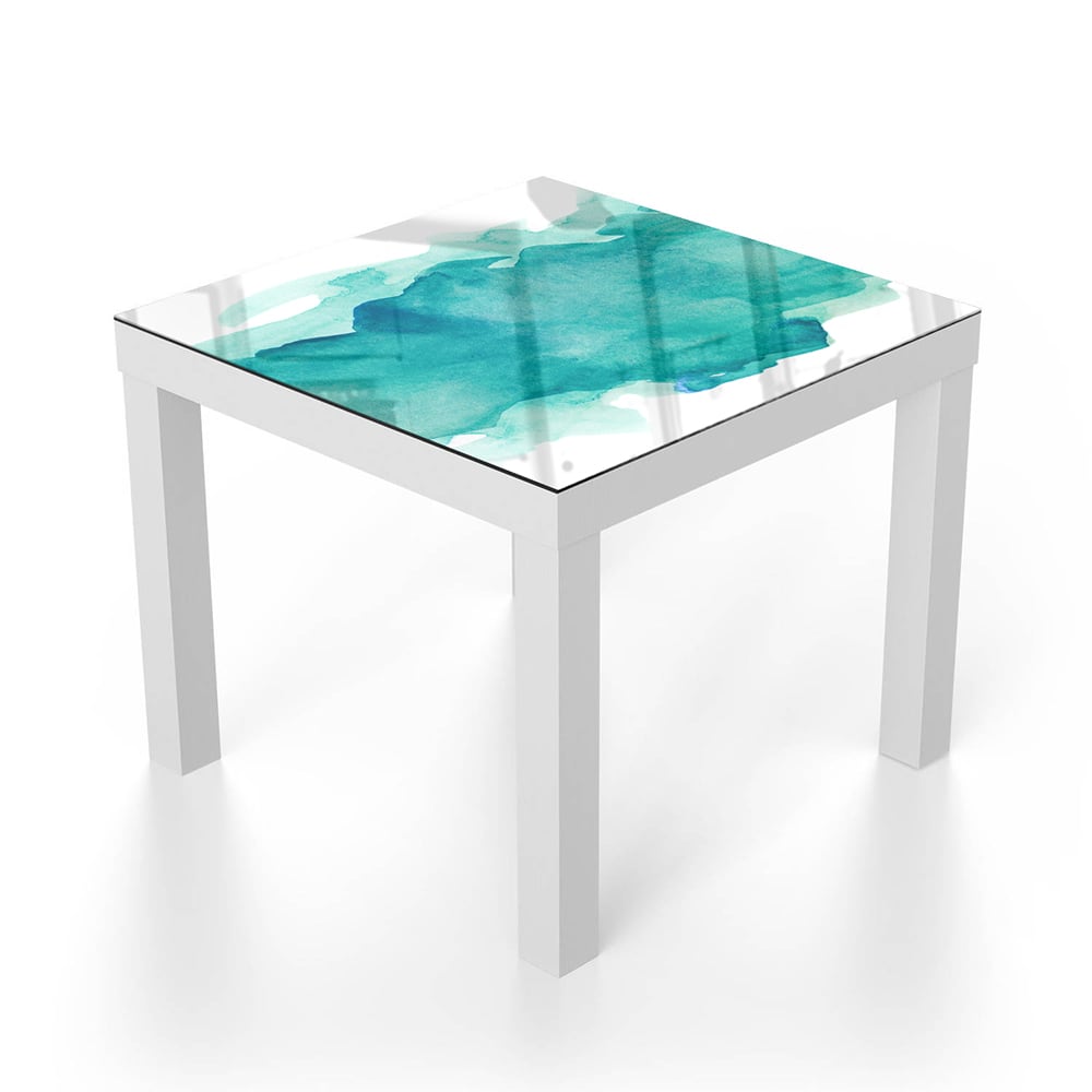 Salontafel 55x55 - Gehard Glas - Groene Waterverf Streep