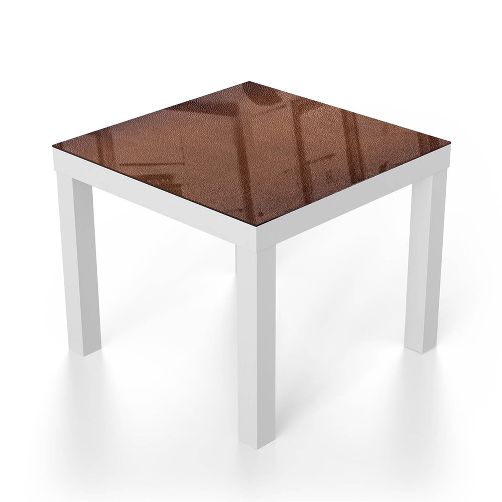 Salontafel 55x55 - Gehard Glas - Bruin Leer