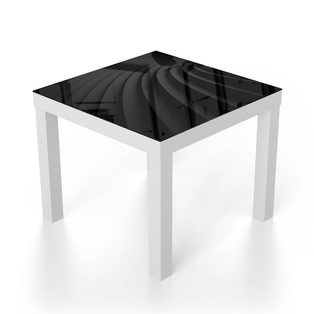 Salontafel 55x55 - Gehard Glas - Luxe Zwarte Lijnen