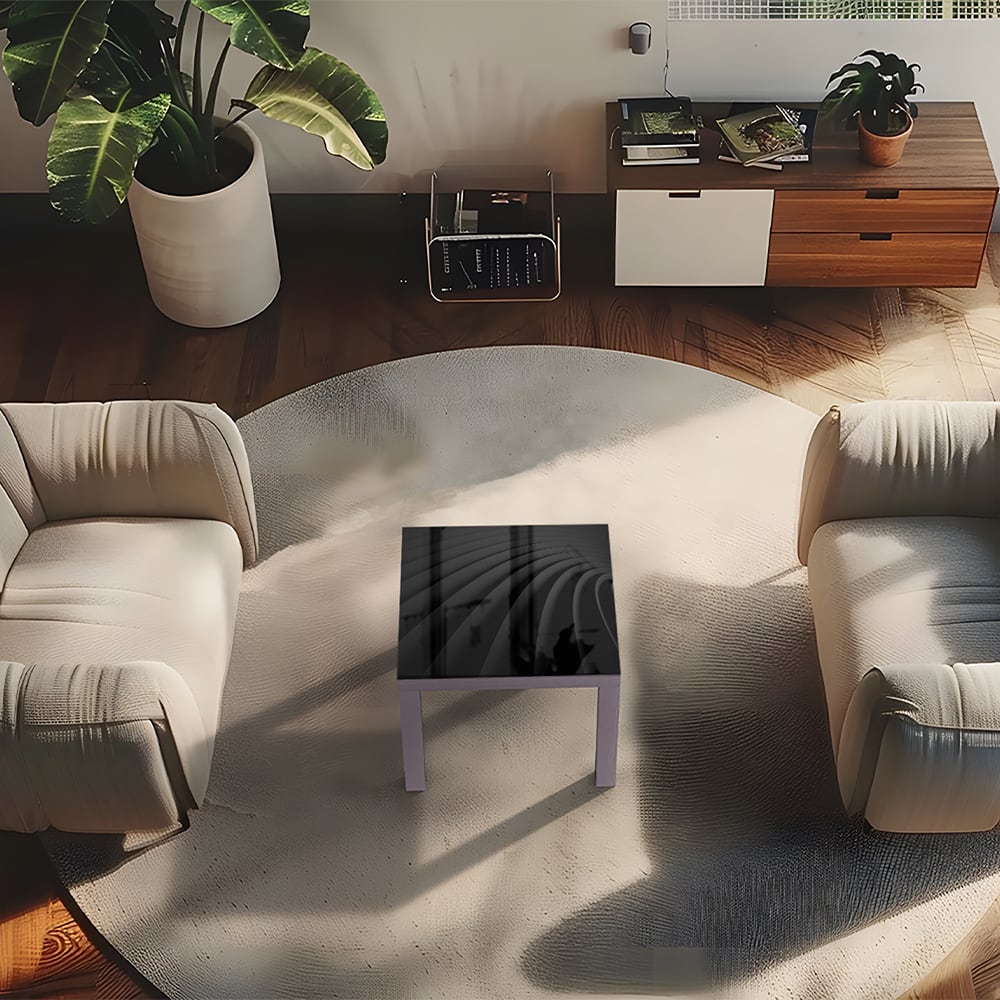 Salontafel 55x55 - Gehard Glas - Luxe Zwarte Lijnen