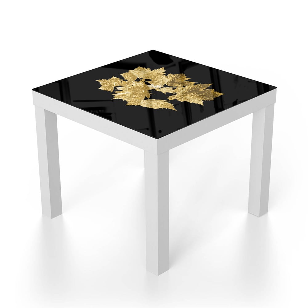 Salontafel 55x55 - Gehard Glas - Gouden Bladeren Patroon