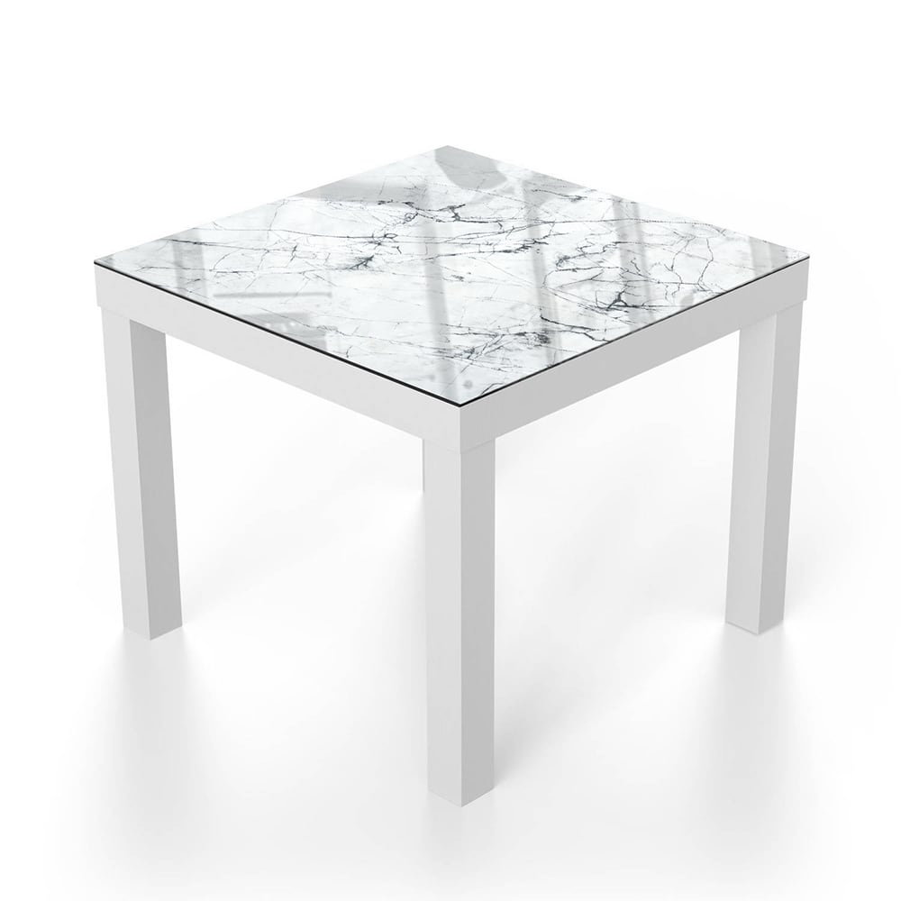 Salontafel 55x55 - Gehard Glas - Zwart-Wit Marmer