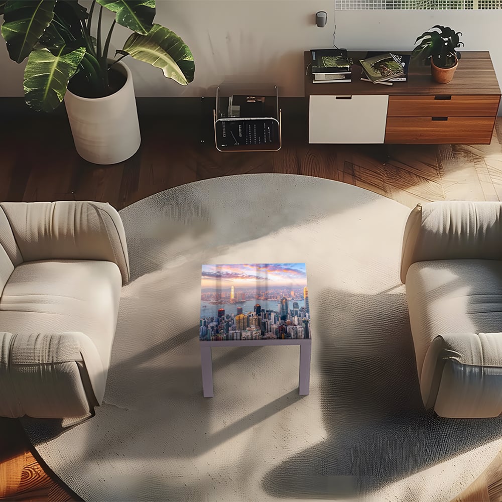 Salontafel 55x55 - Gehard Glas - Hong Kong Skyline