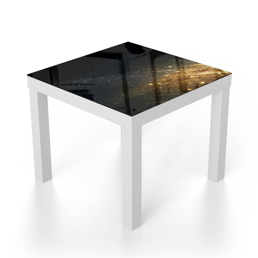 Salontafel 55x55 - Gehard Glas - Zwart-Gouden Glitterachtergrond