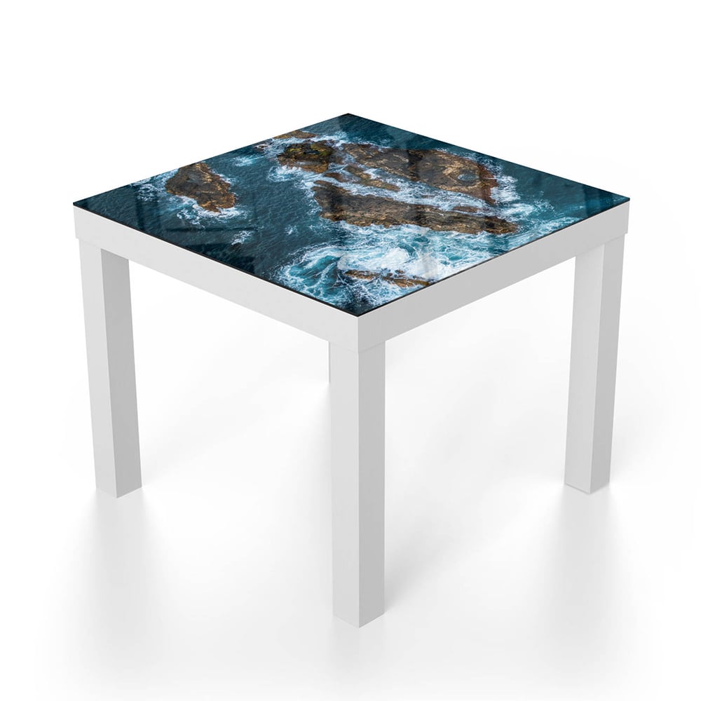Salontafel 55x55 - Gehard Glas - Ruige Zee om de Rotsen