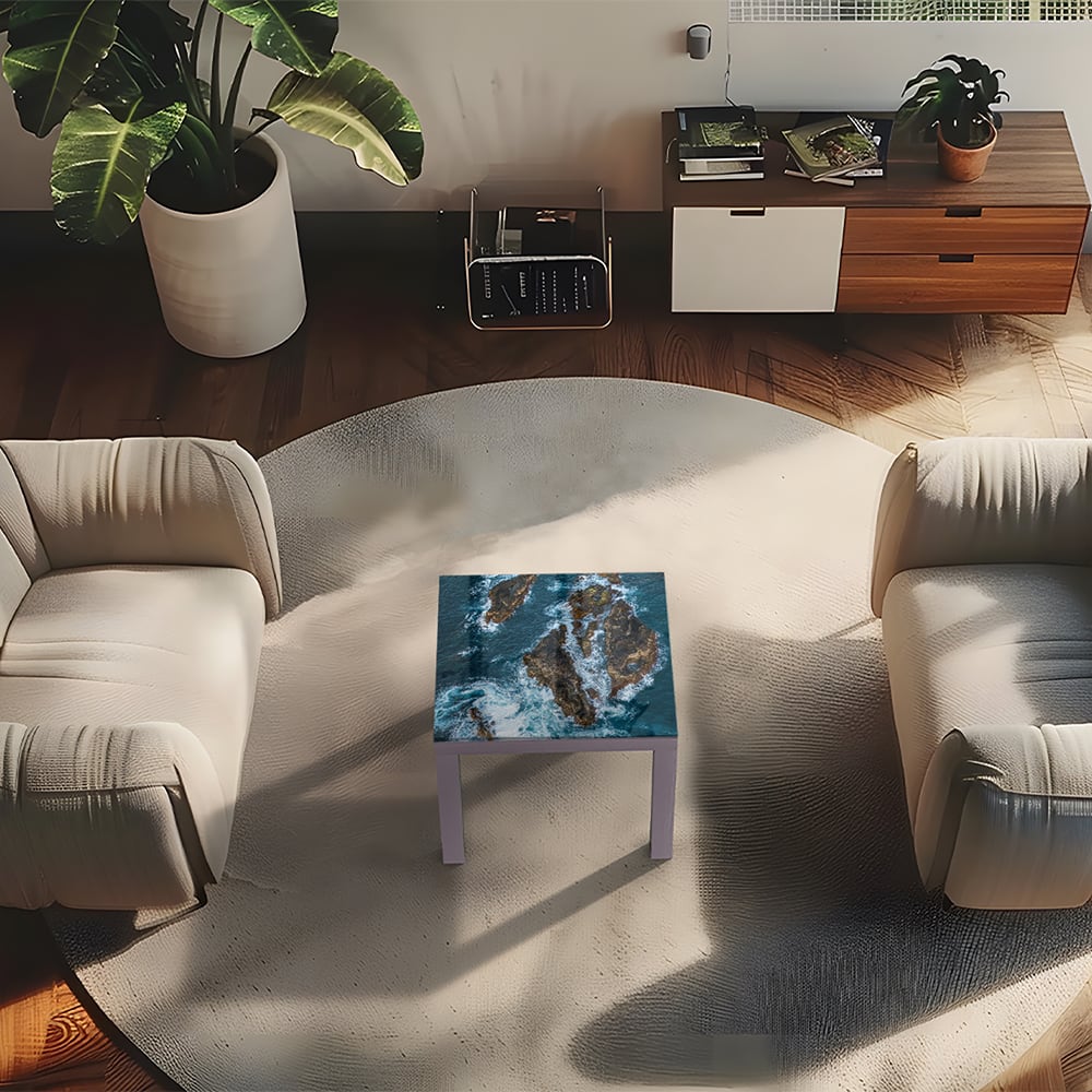 Salontafel 55x55 - Gehard Glas - Ruige Zee om de Rotsen