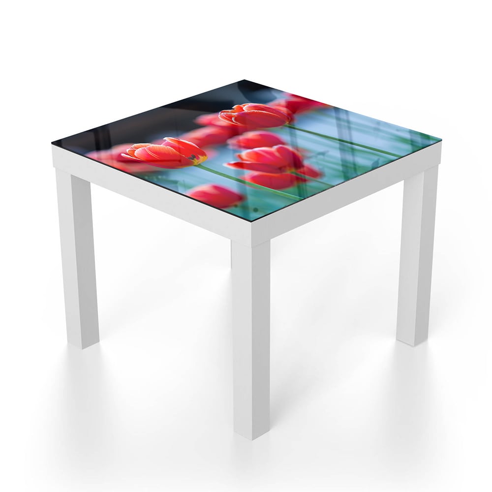 Salontafel 55x55 - Gehard Glas - Rode Tulpen