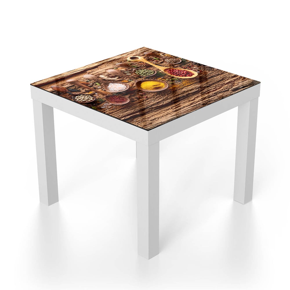 Salontafel 55x55 - Gehard Glas - Kruiden & Specerijen op Hout