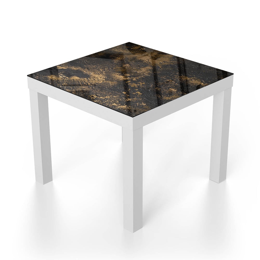 Salontafel 55x55 - Gehard Glas - Black-Gold Textuur