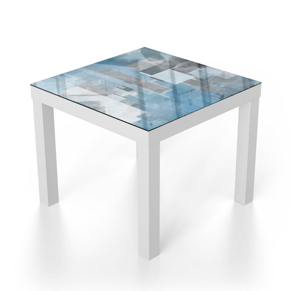 Salontafel 55x55 - Gehard Glas - Blauwe Geomtrische Vormen