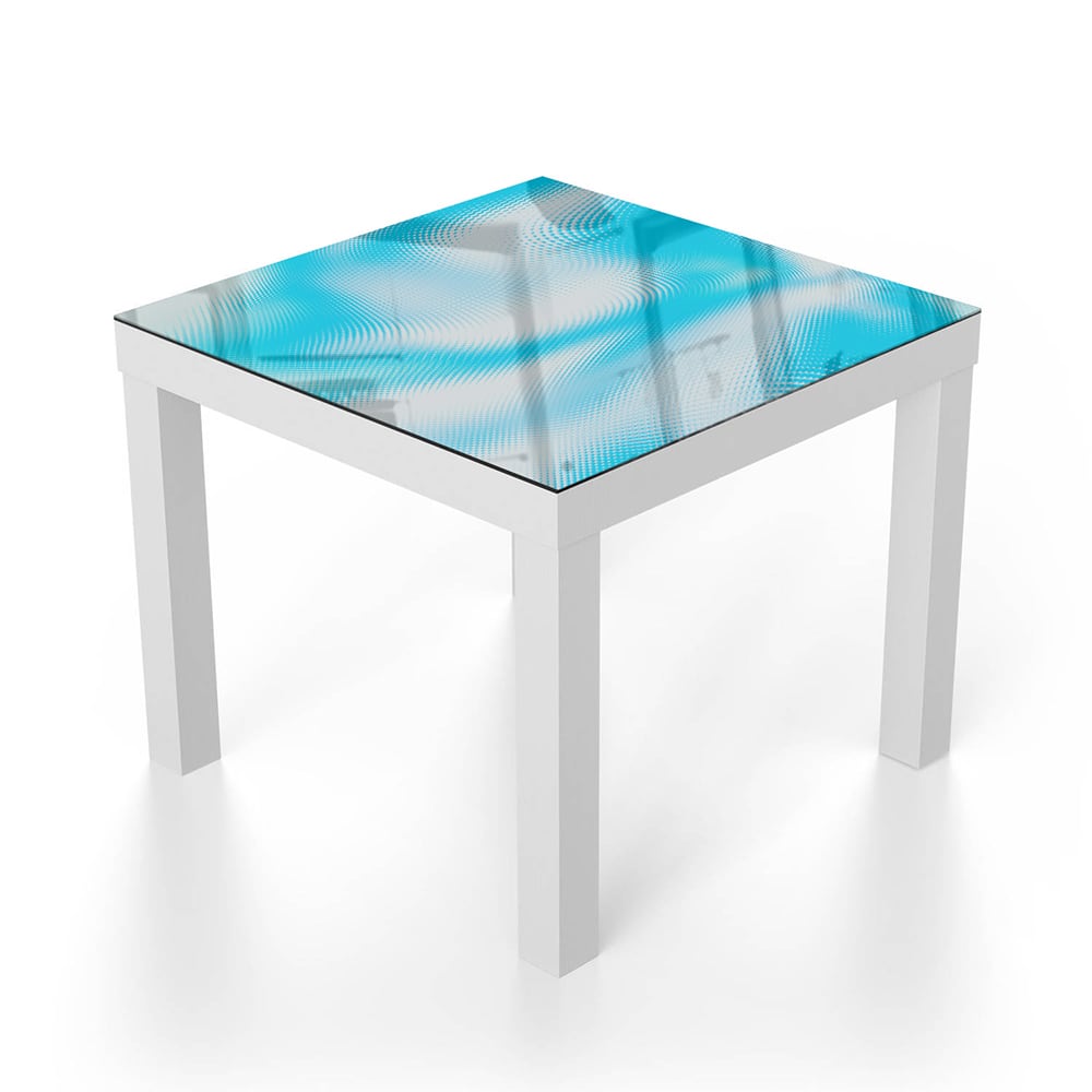 Salontafel 55x55 - Gehard Glas - Blauw & Witte Abstractie