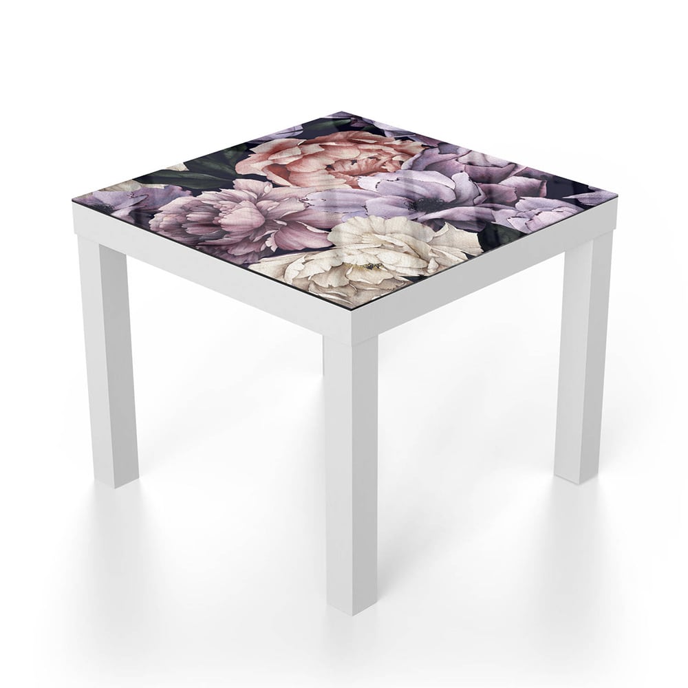 Salontafel 55x55 - Gehard Glas - Bloemen Patroon van Waterverf