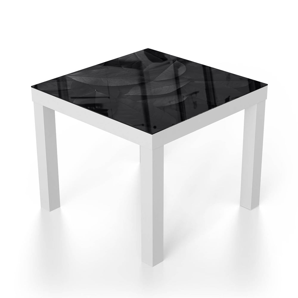 Salontafel 55x55 - Gehard Glas - Zwarte Bladeren